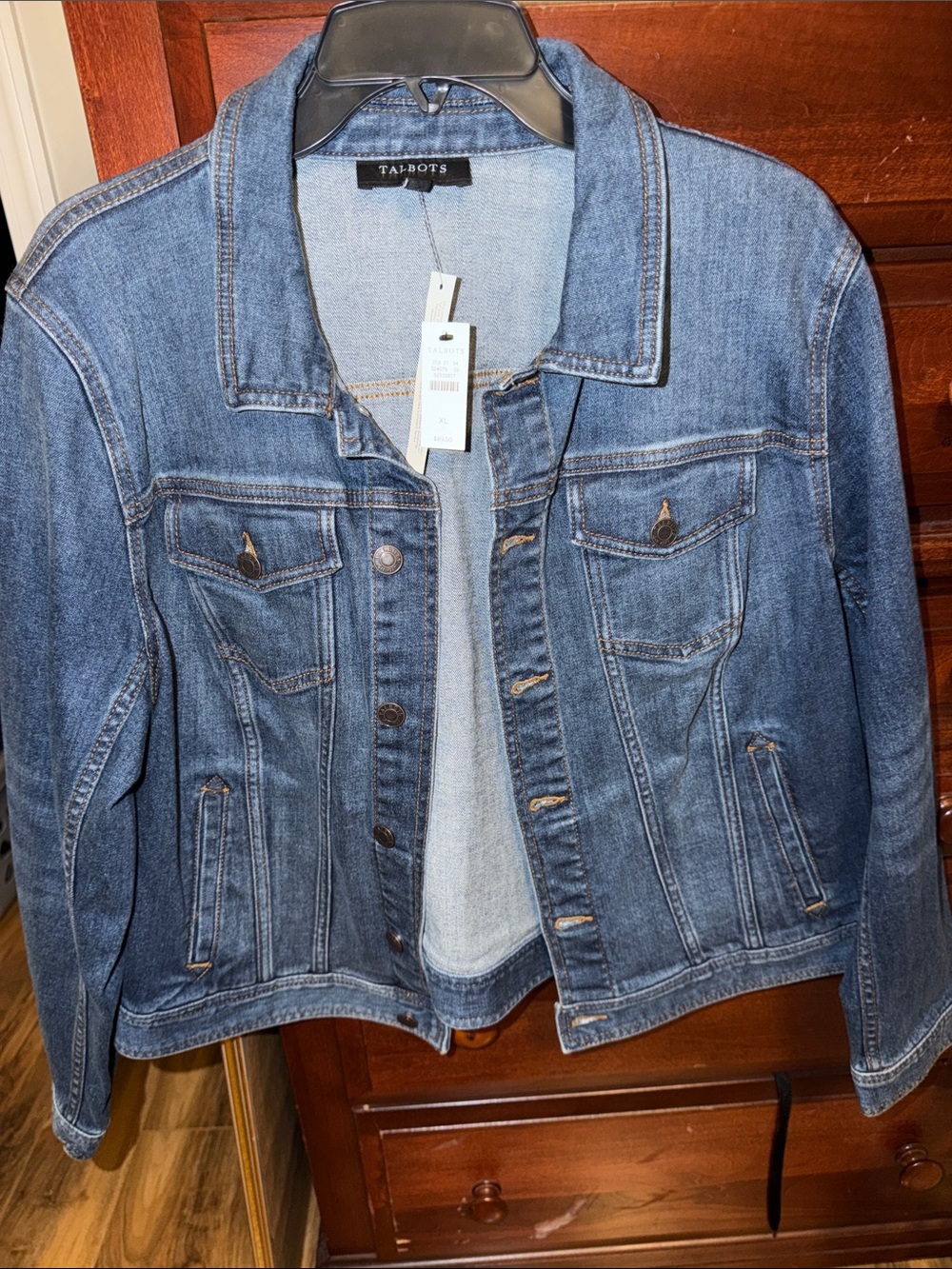 Talbots Medium Blue Denim Jacket with Button Front